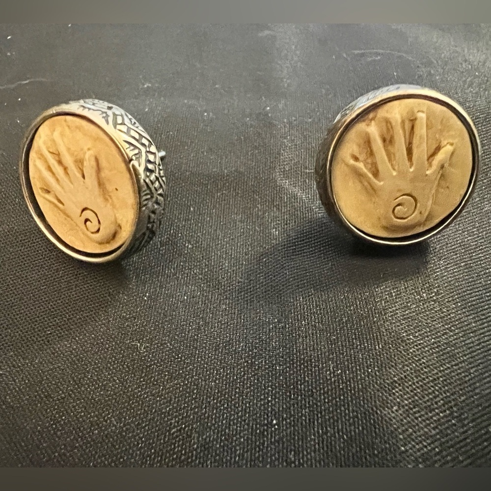 Tan and Silver earrings by B. Roberts Shields Designs